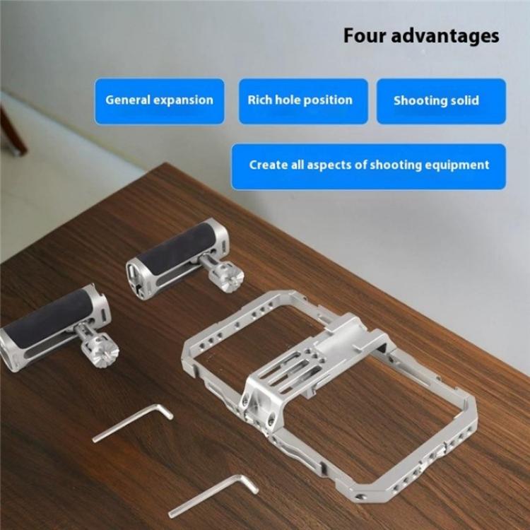 C072 Aluminum Alloy Handheld Smartphone Cage Rig Photography Stabilizer Dual Handle Frame, C072