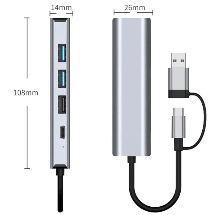 2501 RJ45 Gigabit Network Card Converter USB-C / USB to Ethernet Adapter, 2501