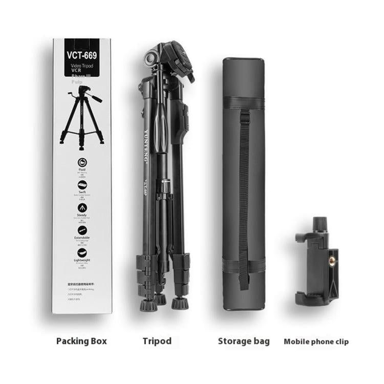 YUNTENG VCT-669 For Live Streaming Video Recording Camera Tripod Smartphone Selfie Mount, VCT-669
