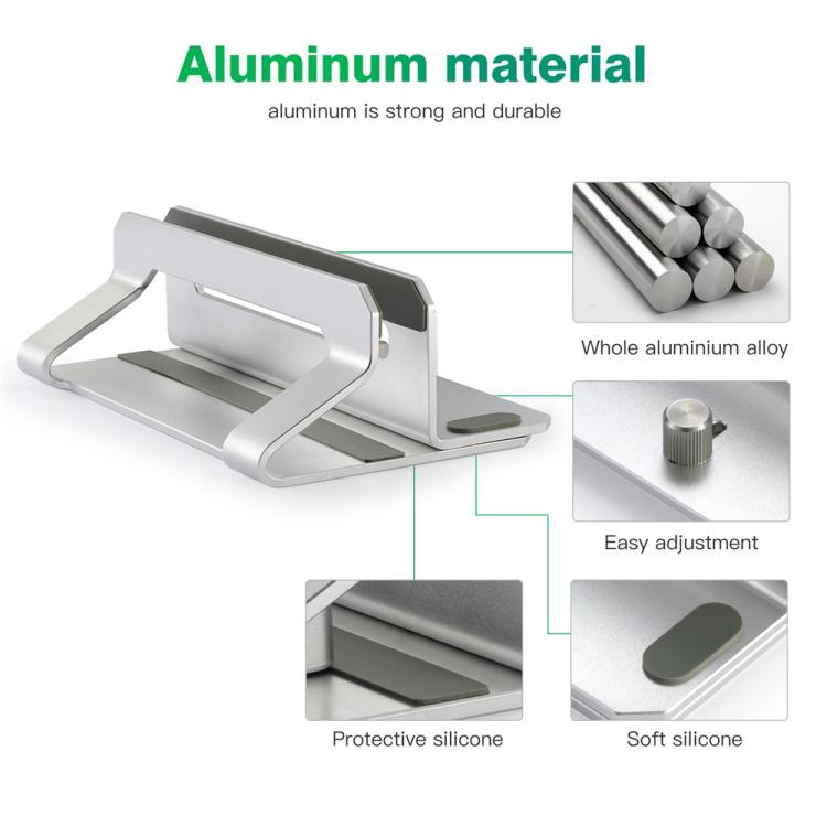 D051 Aluminum Alloy Space Saving Desktop Organizer Vertical Laptop Stand For Up to 17.3 inch, D051