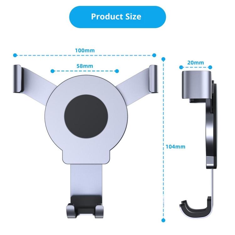 PJ-03 Magnetic Clip Desktop Phone Holder Car Gravity Mount Aluminum Alloy Phone Stand