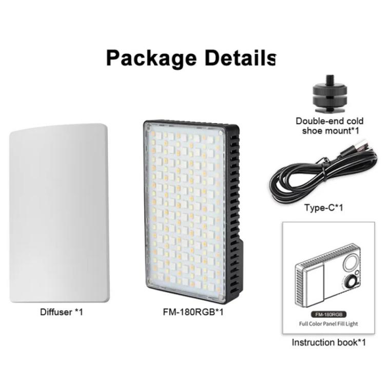 JMARY FM-180RGB For Photography DSLR Camera RGB LED Video Light 20W Fill Light