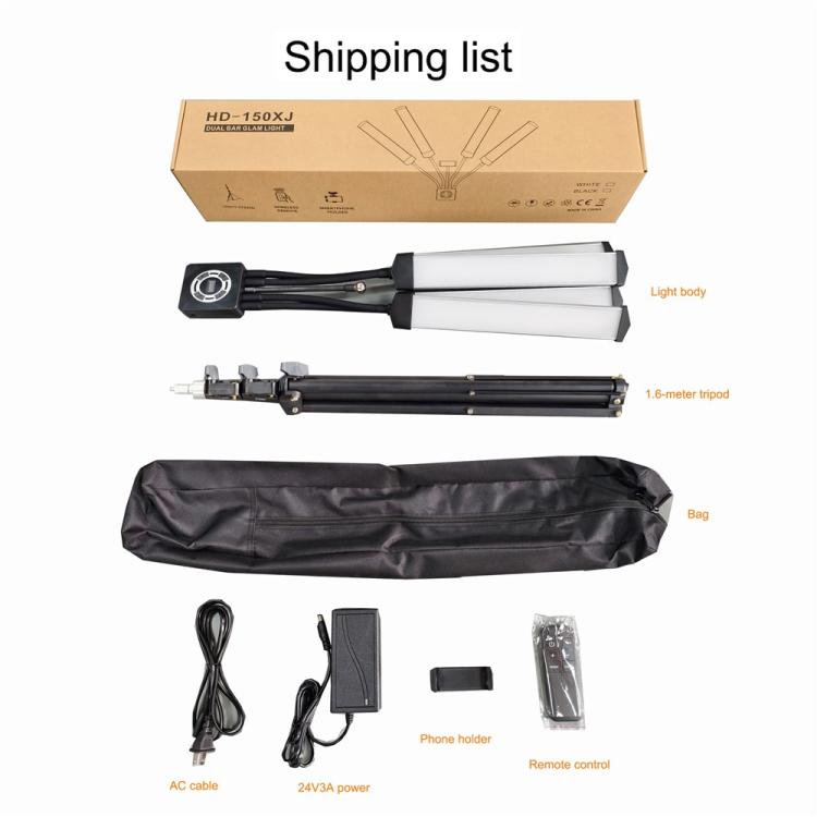 HD-150XJ 3200K-5600K Adjustable Remote Control 65W LED Photography Light 4-Arm Fill Light, US Plug, EU Plug, UK Plug, AU Plug