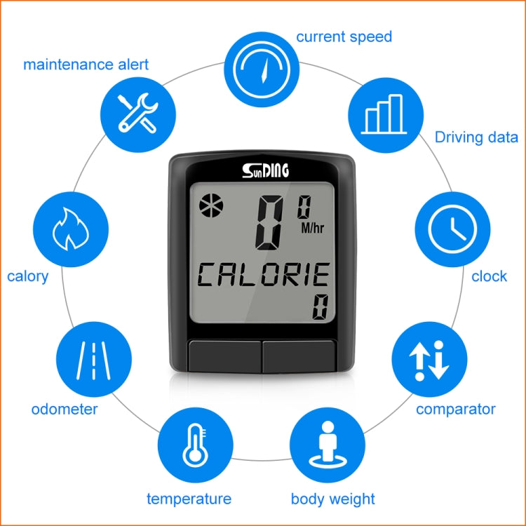 SUNDING SD-565B Wireless Waterproof Bicycle Computer Bike Speedometer MTB Cycling LCD Digital Display Odometer Stopwatch, SD-565B