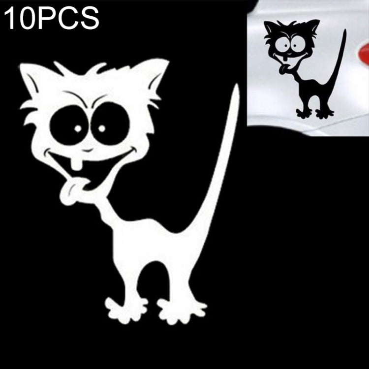 10 PCS Cat Pattern Car Styling Sticker Reflective Waterproof Vinyl Funny Car Sticker, Size: 13×11cm, Cat 13×11cm