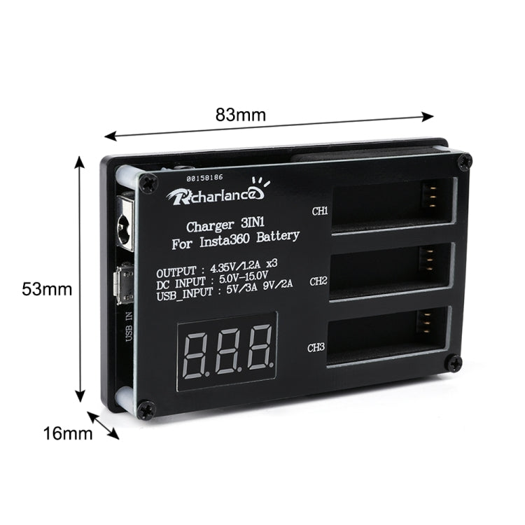 Micro USB 3 PCS Battery Charger for Insta360 ONE X Panoramic Camera, Eu Plug, Us Plug