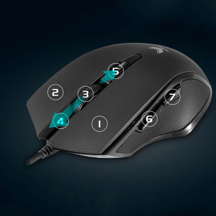 Rapoo V20S 3000 DPI 7 Buttons Gaming Internet Cafe Mouse Wired Mouse, Crack Black, Matte Black