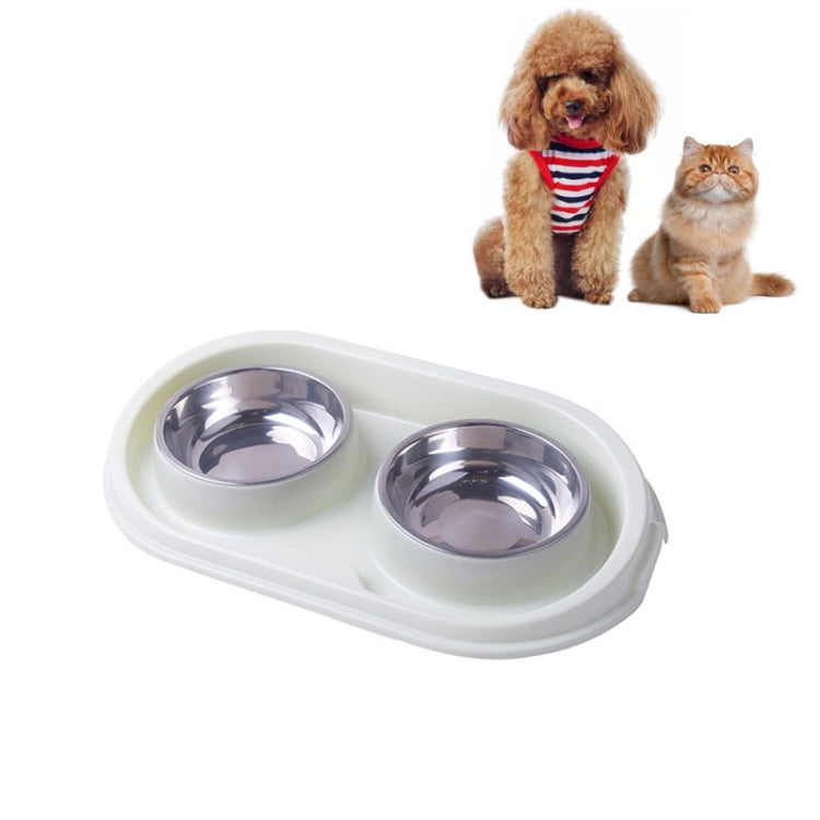 Pet Supplies Stainless Steel Plastic Anti-skid Leak-proof Cat and Dog Bowls, Blue, Pink, Green