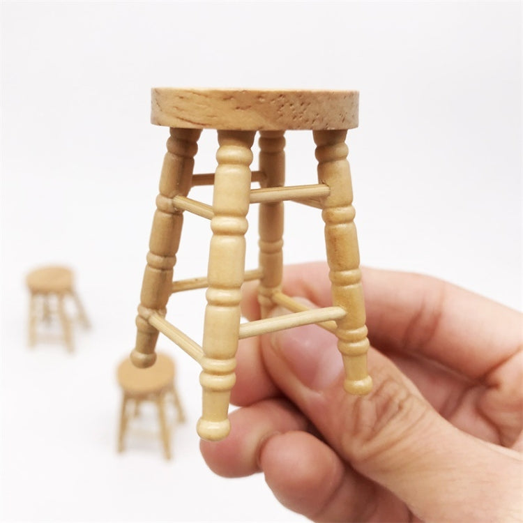 1:12 Doll House for Bar Cabinet Table High Wooden Color Stool, Wooden Stool