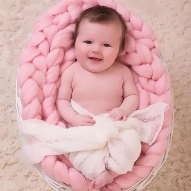 Soft Newborn Photography Prop Chunky Knit Blanket for 100 Days Milestone, 50x50cm