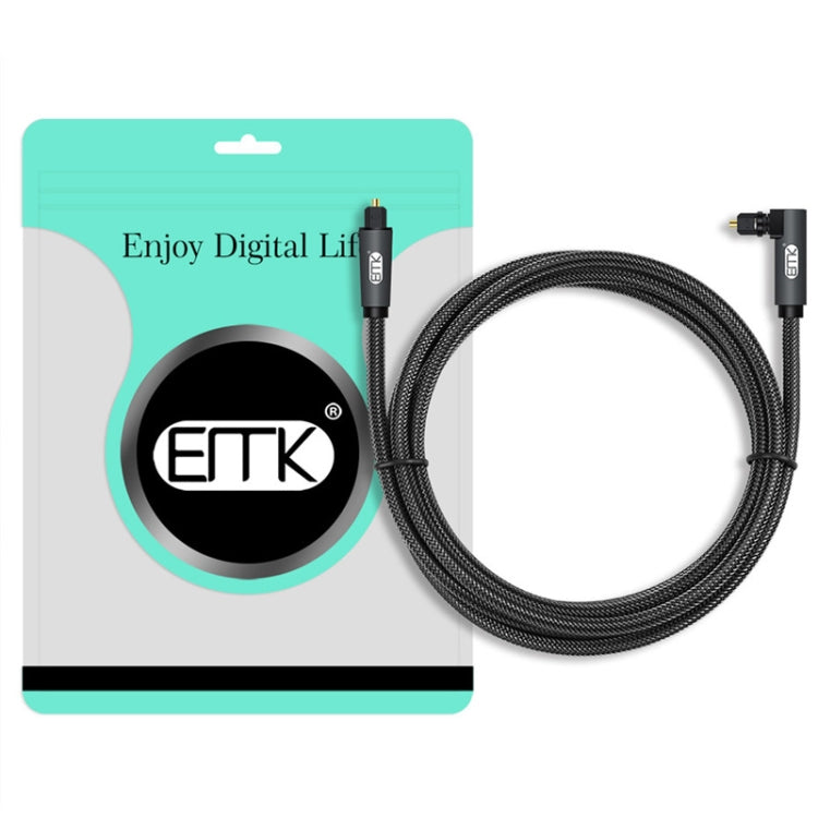 EMK 90 Degree Swivel Adjustable Right Angled 360 Degrees Rotatable Plug Nylon Woven Mesh Optical Audio Cable, 1m(Black), 1.5m(Black), 2m(Black), 3m(Black), 5m(Black), 8m(Black), 10m(Black), 15m(Black)