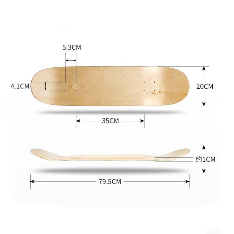 Four-wheeled Skateboard 8-layer Maple Double Raised Skateboard Surface Roughcast Board, 31 x 8 inch