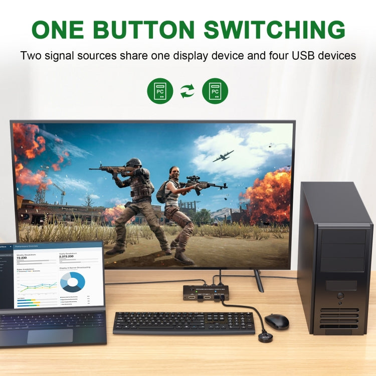 KCEVE-201TC HDMI +Type-C Input 2 In 1 Out 4K 60HZ KVM HD Switcher, KCEVE-201TC