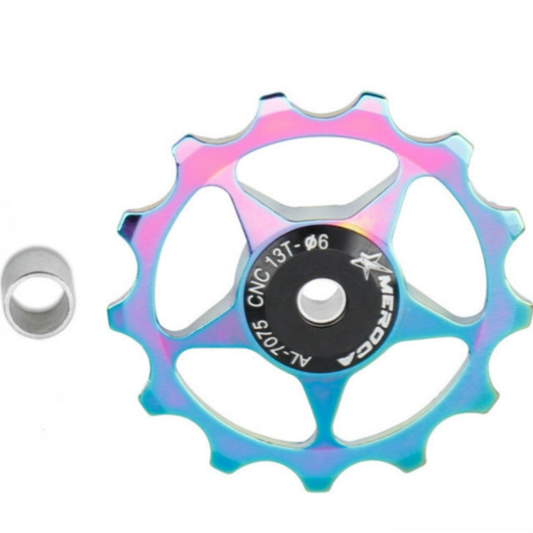 MEROCA Metal Bearings Mountain Bike Road Bike Rear Derailleur Guide Wheel 11T/13T Guide Wheel, 13T Silver, 11T Electroplating Colorful, 13T Electroplating Colorful