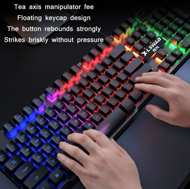 X-L SWAB GX50 Computer Manipulator Feel Wired Keyboard + Macro Programming Mouse, Color:, Black Ice Blue, White Mixed Light, Black Mixed Light