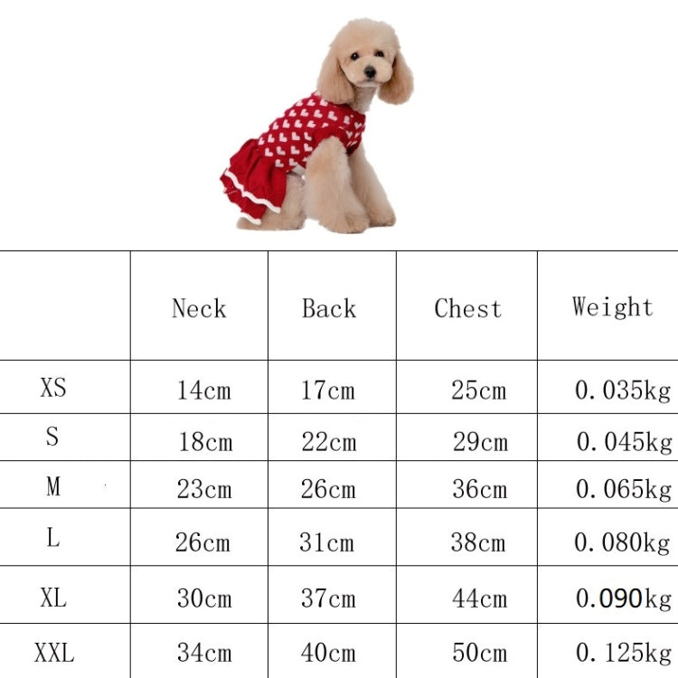 Autumn Winter Pet Red Love Sweater Festive Christmas Pet Clothes, XS, S, M, L, XL, XXL