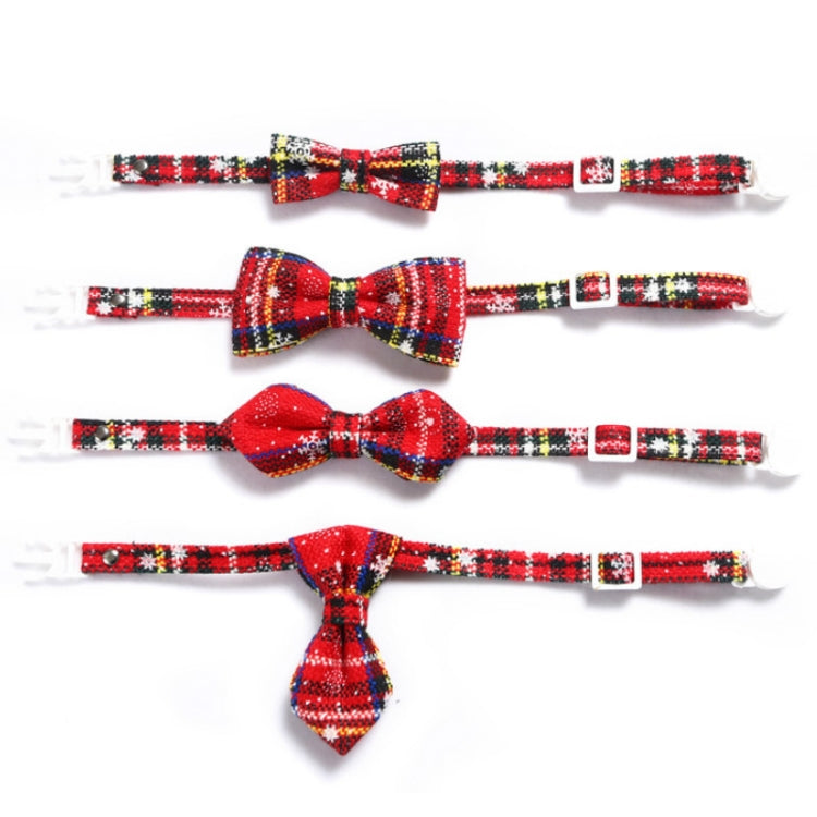 Snowflake Christmas Red Plaid Adjustable Pet Bow Tie Collar Bow Knot Cat Dog Collar, S 17-30cm Big Bowknot, S 17-30cm Pointed Bowknot, S 17-30cm Tie, S 17-30cm Big Bowknot With Bell, S 17-30cm Small Bowknot With Bell, S 17-30cm Pointed Bowknot With Bell