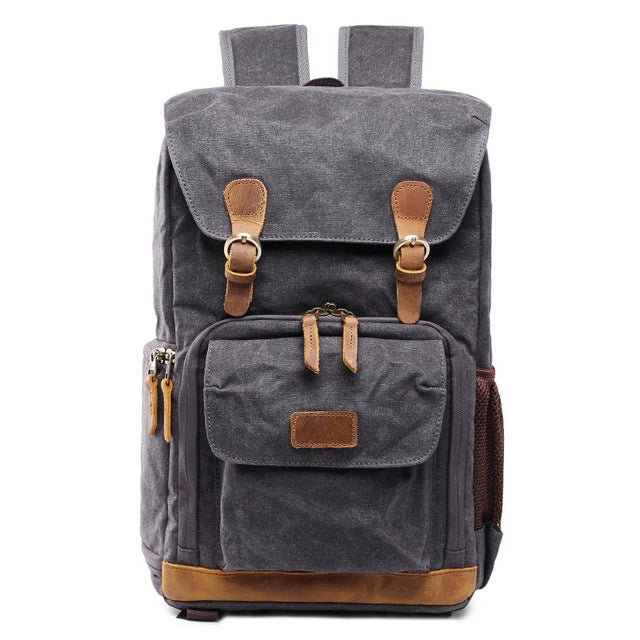 Batik Canvas Waterproof Photography Bag Outdoor Wear-resistant Large Camera Photo Backpack Men for Nikon / Canon / Sony / Fujifilm