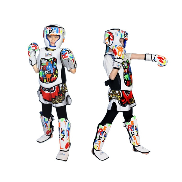 BN BN-TY1915 6OZ Graffiti Children Boxing Gloves Fighting Training Sanda Punching Gloves, Black Graffiti, White White