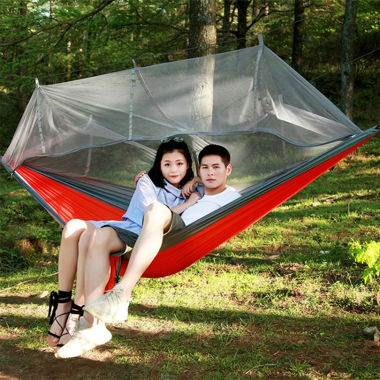 1-2 Person Outdoor Mosquito Net Parachute Hammock Camping Hanging Sleeping Bed Swing Portable Double Chair, 260 x 140cm, 260x140cm Blue Grey, 260x140cm Pink, 260x140cm Pink Blue, 260x140cm Green, 260x140cm Yelliw Green, 260x140cm Dark Blue