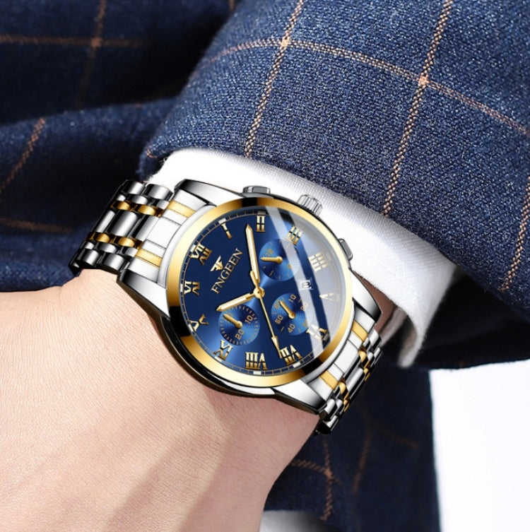 FNGEEN 4006 Men Automatic Mechanical Watch Waterproof Quartz Watch, Gold Blue Surface, Gold Black Surface, Gold White Surface, White Steel White Surface, White Steel Black Surface, White Steel Blue Surface, Black Steel Black Surface