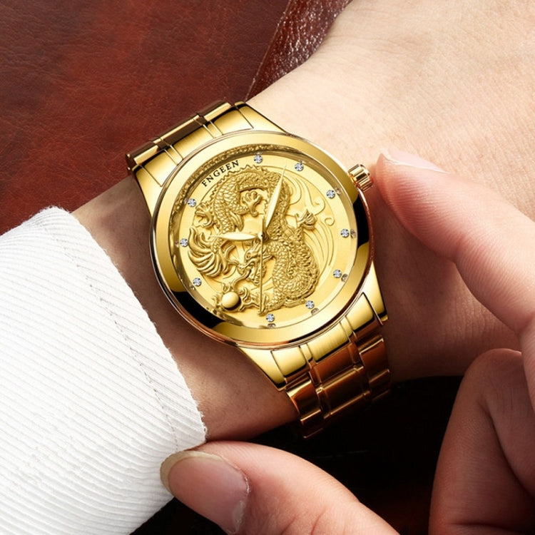 FNGEEN S666 Waterproof Luminous Non-Mechanical Watch Quartz Ultra-Thin Dragon Or Phoenix Pattern Couple Watch, Full Gold Gold Surface, Full Gold Black Surface, FullGold White Surface, Between Gold Gold Surface, Between Gold Black Surface
