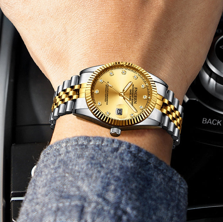 FNGEEN 7008 Men Fashion Diamond Dial Watch Couple Watch, Full Gold Gold Surface, Full Gold Black Surface, Full Gold White Surface, Golden Surface, Gold Black Sueface, Golden White Surface, Brown Leather Full Gold Surface