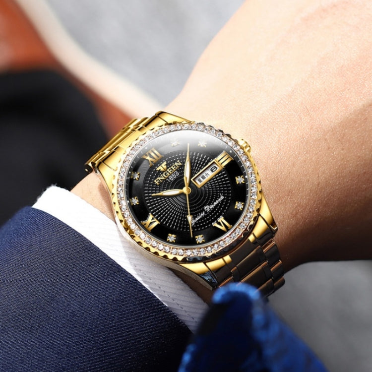 FNGEEN S888 Men Local Non Mechanical Solid Belt Watch Luminous Quartz Watch, Full Gold Gold Surface, Full Gold Black Surface, Full Gold White Surface, Gold And Gold Surface, Gold And White Surface, 【Solid Belt】Medium gold-black surface