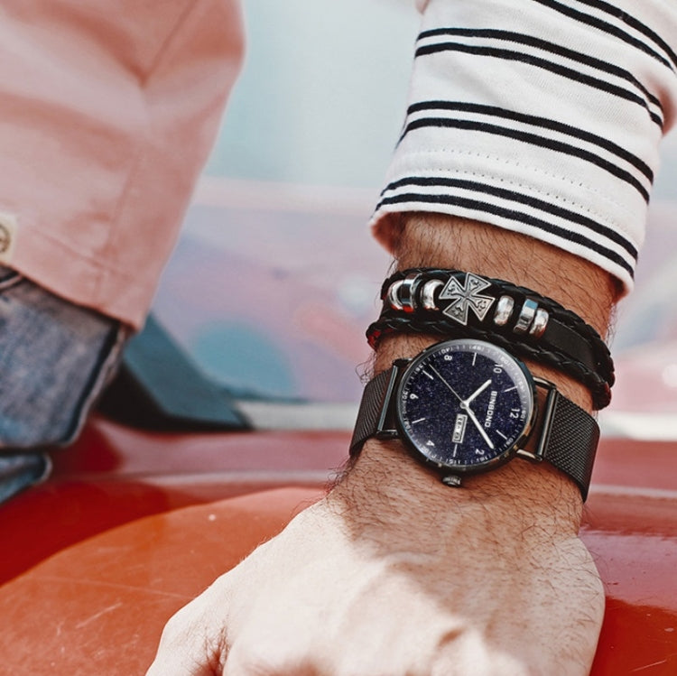 BINBONG B3820 Men Simple Luminous Quartz Watch Student Trendstarry Starry Sky Pattern Watch