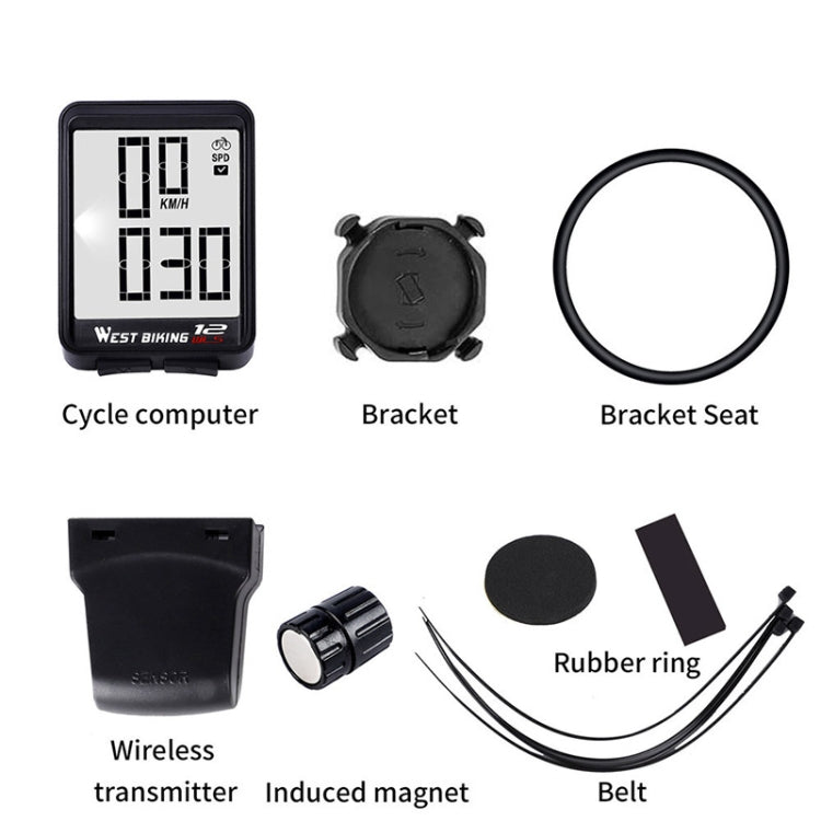 WEST BIKING Mountain Road Bike Wireless Big Character Table Big Screen Waterproof Night Light Speed Speedometer, Night Light Speed Speedometer(Green), Night Light Speed Speedometer(Black), Night Light Speed Speedometer(Red)