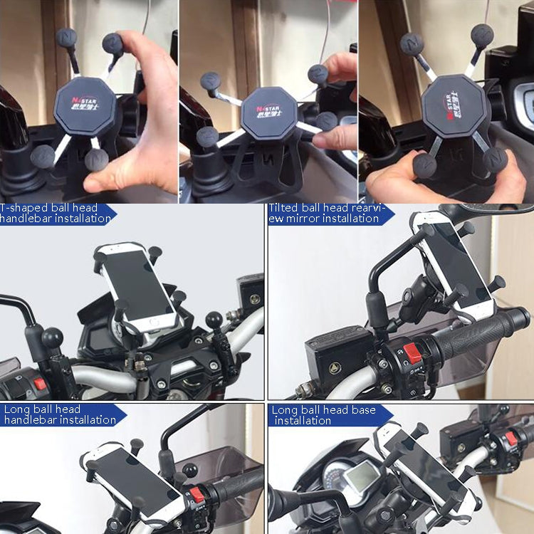 N-STAR N002 Motorcycle Bicycle Mobile Phone Bracket Riding Equipment, Large T Head, Small T Head, Large Tilted Head, Small Tilted Head, Large L Head, Small L Head, Large Long Ball Head, Small Long Ball Head