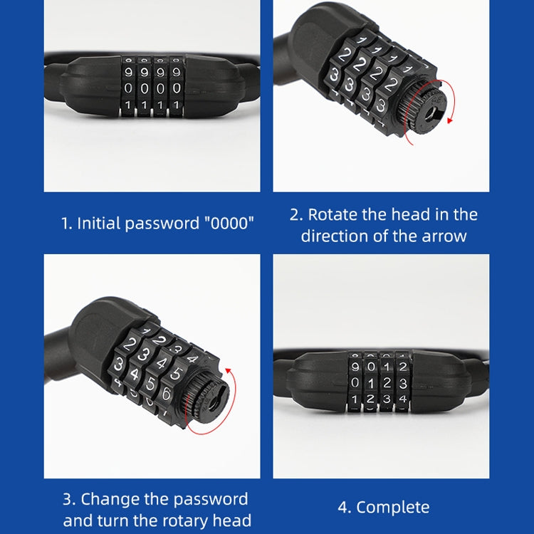 Bicycle Portable Four Password Ring Locks Outdoor Anti-Theft Lock, Anti-Theft Lock(Black)