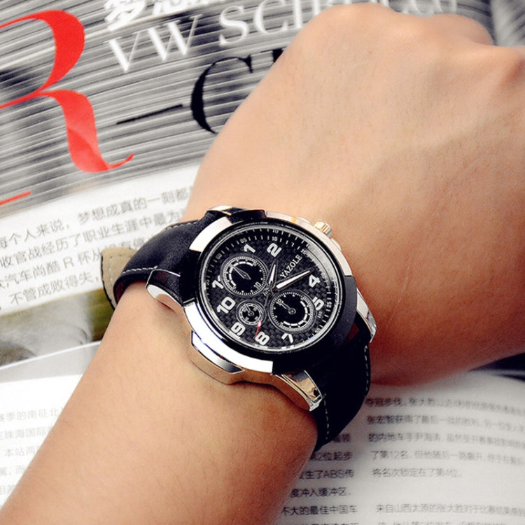 YAZOLE 350 Three-eyes Men Sports Watch Quartz Watch, Black Tray Black Belt, Black Tray Brown Belt, White Tray Black Belt, White Tray Brown Belt