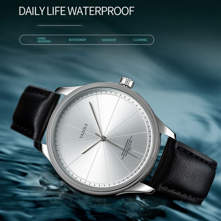YAZOLE 503 Simple Line Pattern Dial Men Quartz Watch, Silver Shell Black Tray Black Belt, Silver Shell White Tray Black Belt, Silver Shell Black Tray Brown Belt, Silver Shell White Tray Brown Belt, Black Shell Black Tray Black Belt