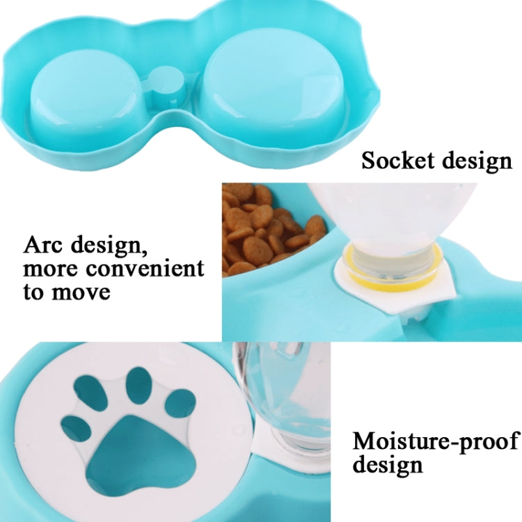 Pet Double Bowl Food And Drinker Cat And Dog Feeder Non-Wet Mouth Drinker, Pink, Blue, Green