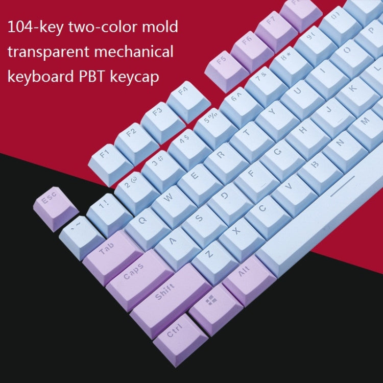104-Keys Two-Color Mold Transparent PBT Keycap Mechanical Keyboard, Pink White, Blue Purple, Dark Grey, White Pink, Purple Blue, Gray Black, Silver
