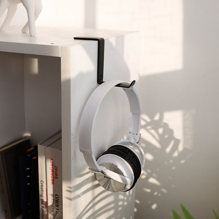 2 PCS JD045 Computer Headwear Headset Hook Multi-Function Metal Display Rack, White, Black