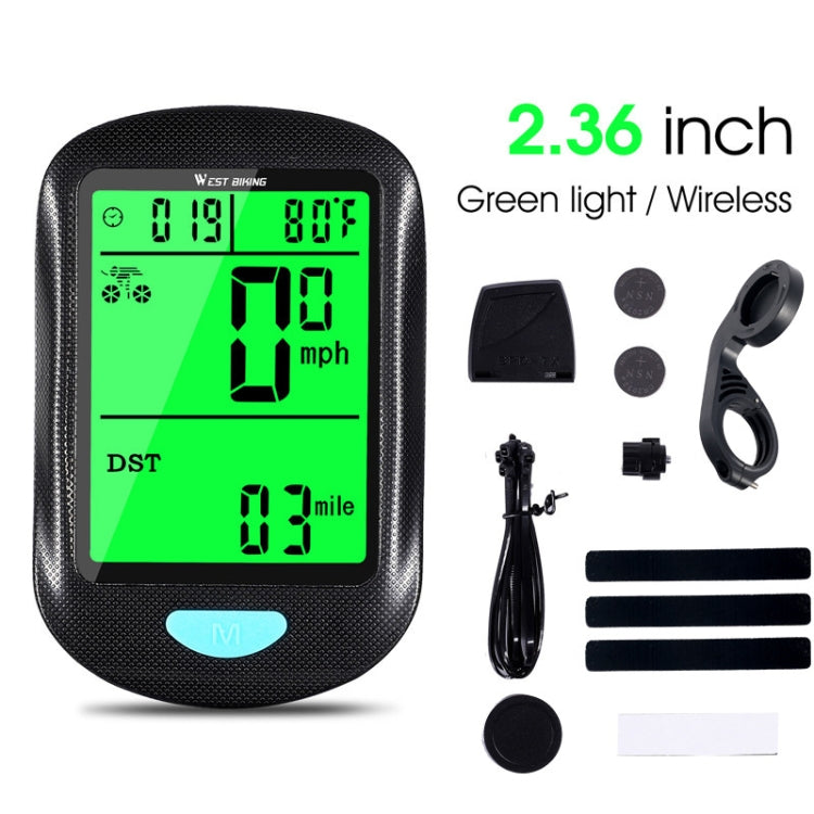 WEST BIKING Mountain Road Bike Wireless Code Meter Multi-Function Interface Riding Speedometer, YP0702083
