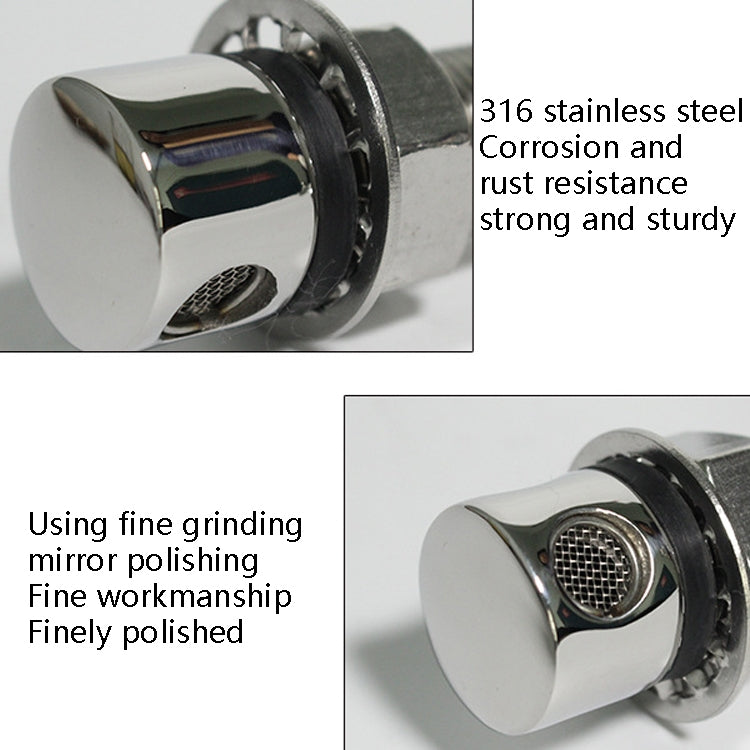 Fuel Breather Vent Straight 316 Stainless Steel Boat Cabin Oiling Fueling Oil Port Vent Accessories, Fuel Breather Vent