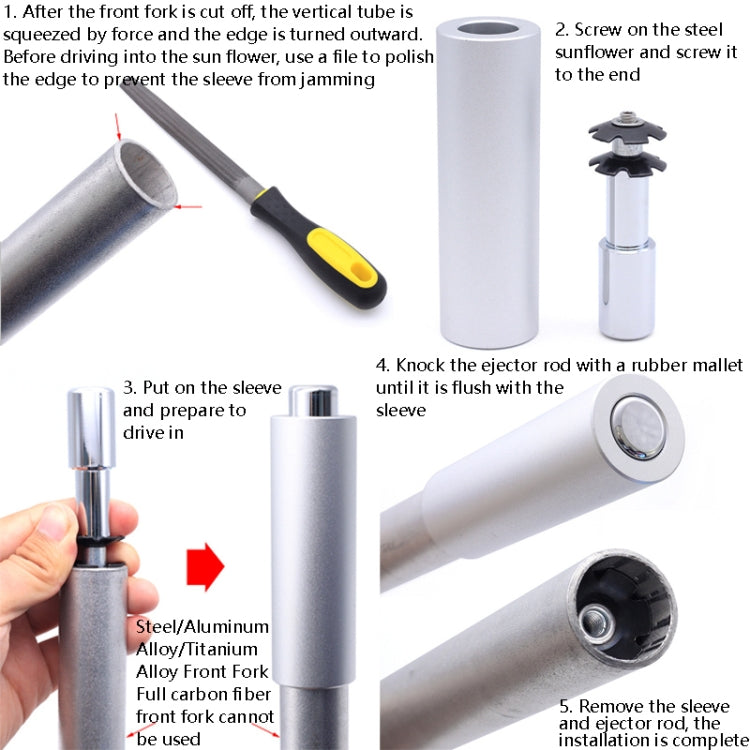 Mountain Road Bicycle Headset Installation Tool Steel Flower Core Installation Sleeve Tool, Installation Sleeve Tool