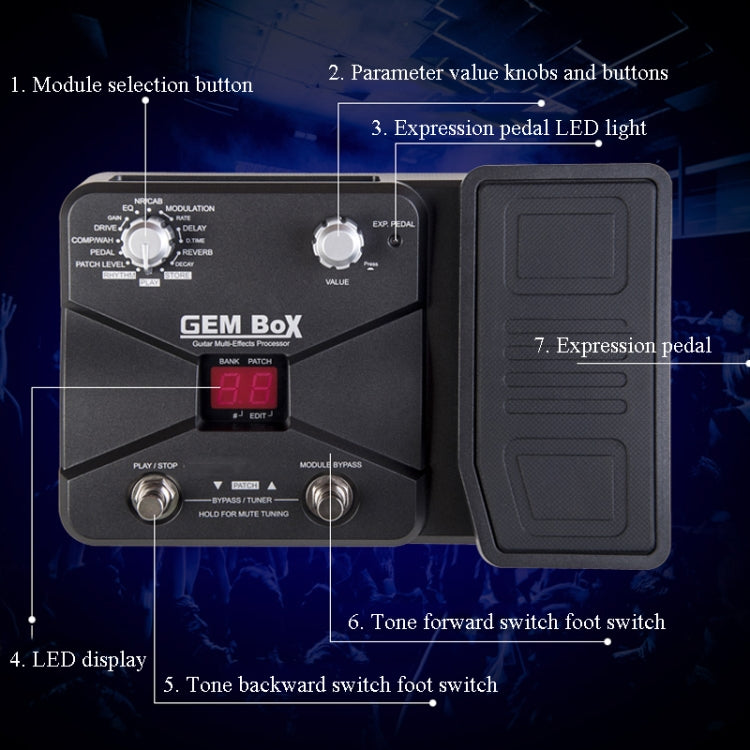 GEM-BOX Electric Guitar Effects Adjustable Multi-Effects Device, Adjustable Multi-Effects Device