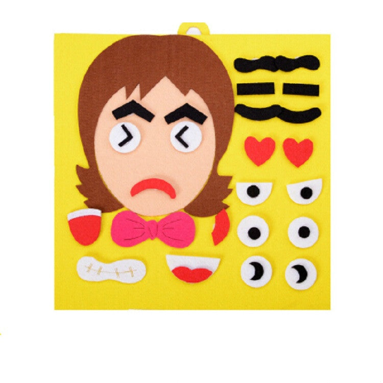 DIY Emotion Puzzle Toys Creative Non-woven Facial Expression Stickers Kids Educational Learning Toys