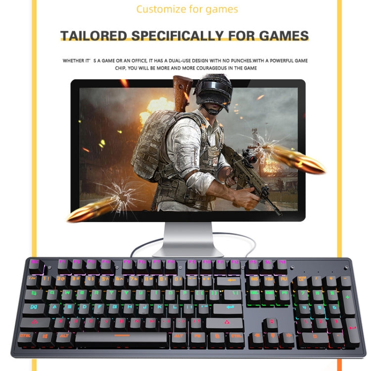 LEAVEN K880 104 Keys Gaming Green Axis Office Computer Wired Mechanical Keyboard, Cabel Length:1.6m, Black, White
