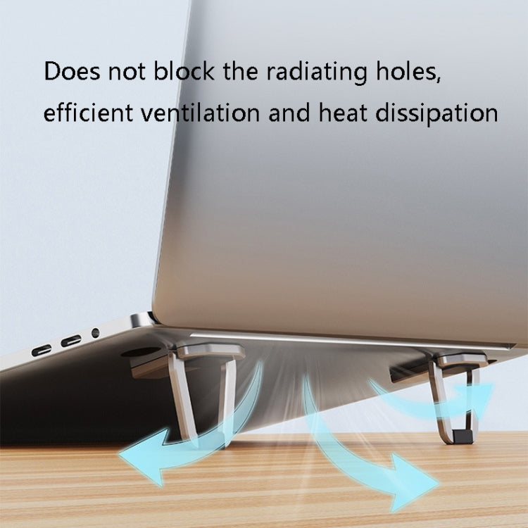 T615 Laptop Heightening Bracket Aluminum Alloy Back Stick Computer Stand, Grey, Silver