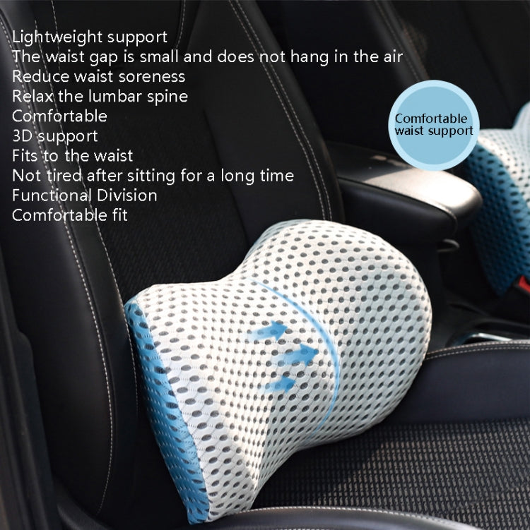 Car Supplies Lumbar Support Memory Foam Car Backrest Lumbar Cushion Seat Cushion Lumbar Pillow, 4D Grid Blue, 4D Grid Light Gray, 4D Grid Dark Gray, 4D Grid Black, Blue+Light Gray, Green+Light Gray, Crystal Velvet Dark Gray, Comfortable Pink