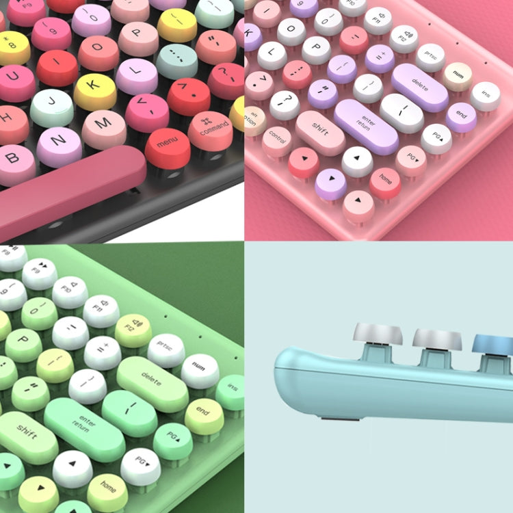 FV-W10 86-Keys 2.4G Wireless Keyboard and Mouse Set, Retro Lipstick, Pink Mixed, Green Mixed, Blue Mixed
