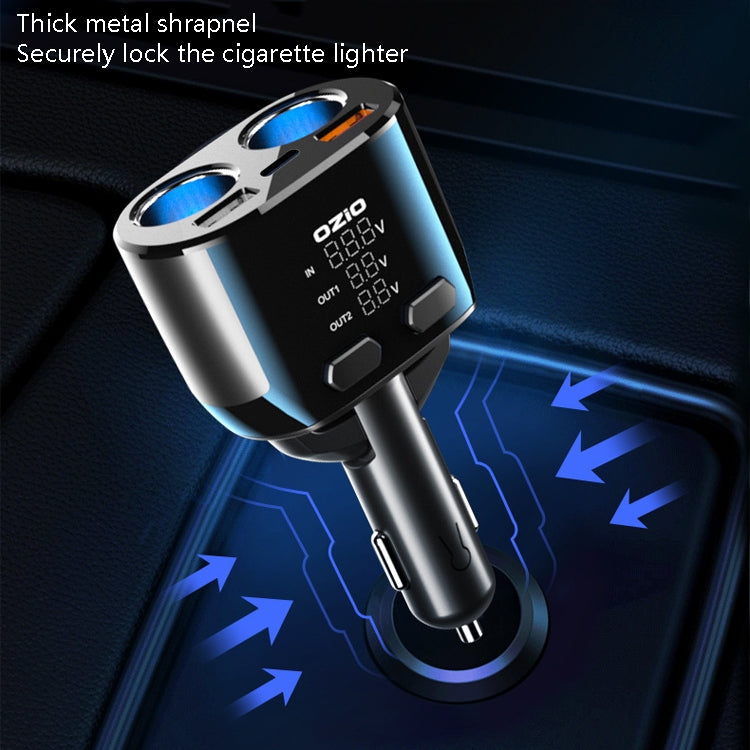 Ozio Car Charger Cigarette Lighter Conversion Plug USB Car Fast Flashing Charger, CL48Q Black