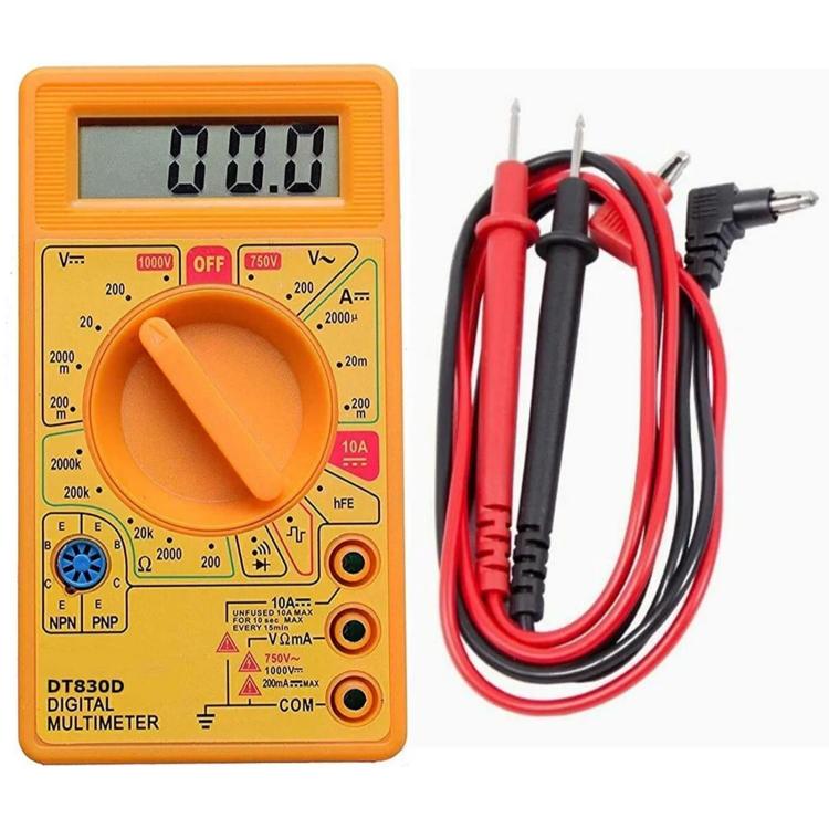 2pcs ANENG DT830D Portable Digital Multimeter, Black, Yellow