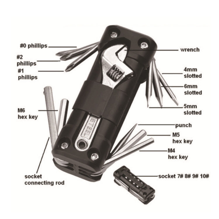 KT-02 16 In 1 Outdoor Camping Multifunctional Combination Survival Tool