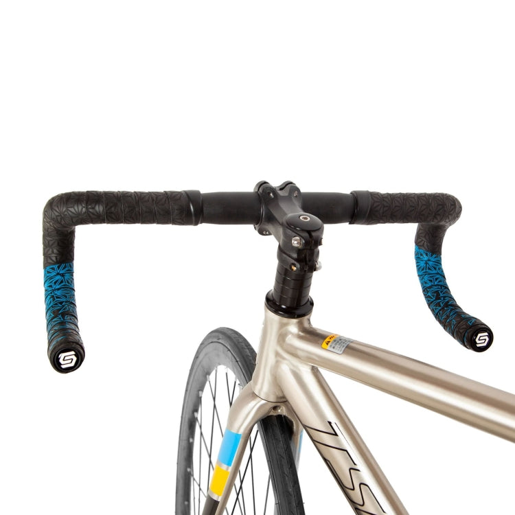 JH085 Chrysanthemum Pattern Shock Absorption Gradient Color Bicycle Handlebar, Black Bottom White Print, Black Bottom Red Print, Black Bottom Fluorescent Yellow Printing, Black Bottom Pink Printing, Black Bottom Blue Printing, Black Bottom Cyan Print...